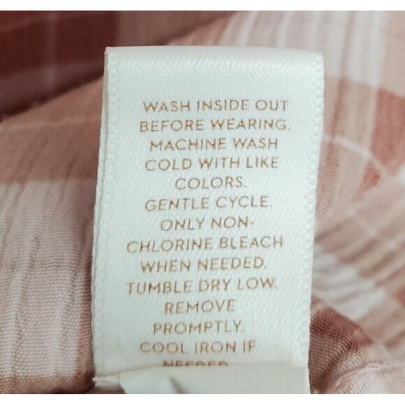 Lauren Conrad Plaid Ruffle Sleeve Blouse Womens L Pink Rust Gingham Cottagecore - Picture 10 of 13